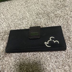 Black Wallet with White Embroidery Mickey Mouse Vintage